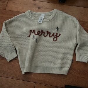 Modern moments Cream Sweater with 'Merry' Embroidery 18M
